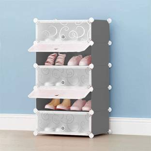 Sasimo 5-Shelf-5-Door Plastic Cubort Shoe Rack Plastic Collapsible Shoe Stand