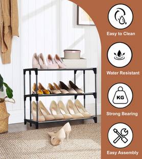 Bhimada 3 Layer Shoe Rack Shelf Metal Collapsible Shoe Stand