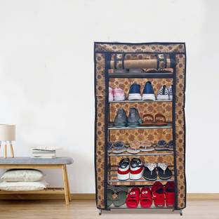 GlowSilk Multi Utility Collapsible Metal Book/Shoe/Cloth Foldable Rack With Cover Metal Shoe Stand