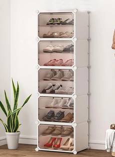 Sasimo 5-Door 10-Shelf Plastic Cubort Shoe Rack Plastic Collapsible Shoe Stand