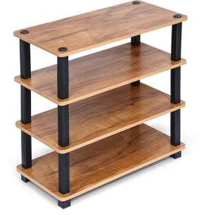Livzing 4 Tier Turn-N-Tube Wooden Shoe Rack Organizer - Multipurpose Storage Shelf–Brown Engineered Wood Shoe Rack