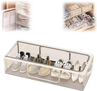 Deoxys Shoe Organizer for Closet, 16-Inch Shoe Storage Containers Boxes with Frame Plastic Shoe Stand