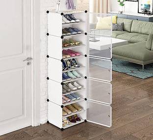SNKR ESSENTIALS 10-Shelf-5-Door Plastic Cupboard Shoe Rack Plastic, Metal Collapsible Shoe Stand
