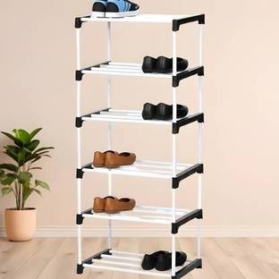 Plexus enterprises Black 6 Shoe Rack 2152 Plastic Collapsible Shoe Stand