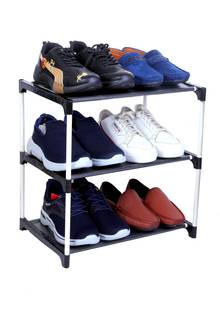 Reom Enterprise Reom Enterprise 3 Shelves Multipurpose (Heavy PVC Pipe) Plastic Collapsible Shoe Stand