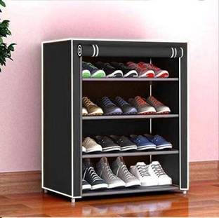 KOnlineShop 4 layer havy PVC pipe footwear with door Plastic Shoe Stand