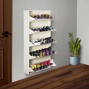 Delite Kom 29 Inch Wide, 10 Shelf | Double Decker | Store 36 Shoe/60 Slipper | Wall Mount Metal Shoe Rack