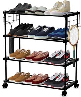 LEOPAX High Density 4-Tier Iron Shoe Organizer Rack | Heavy Duty Shoe Cabinet | Metal Shoe Stand