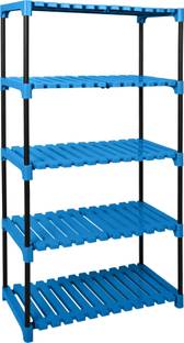 keeva 5-Tier Multipurpose Storage Rack | Shoe Stand, Bookshelf & Cloth Organizer Metal Collapsible Shoe Stand