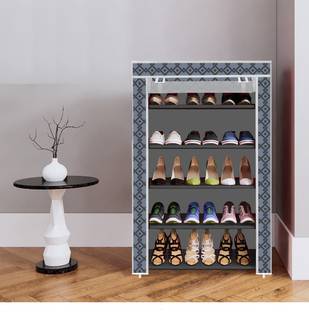 Plexus enterprises 5 Shelf Foldable Collapsible ShoeRack Plastic Shoe Stand