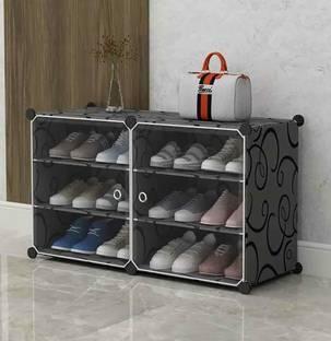 Kybero 12-Shelf-6-Door Plastic Cubort Shoe Rack Plastic, Metal Collapsible Shoe Stand