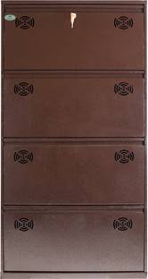 shandar steel 4 Door 28 Inches Wide Single Decker Wall Mounted With Central Locking System Metal Shoe Rack