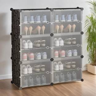 BUCKETLIST Shoe Storage 6-Tier Shoes Rack 24 Pairs Plastic Cube Storage Plastic Shoe Rack