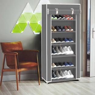 TURBOMAX Shoe Rack/Multicolorpurpose Storage Rack With Dustproof Cover Plastic Collapsible Shoe Stand