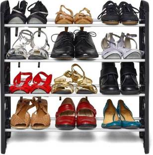 GENEXTONLINE Black shoe rack storage Plastic Collapsible Shoe Stand