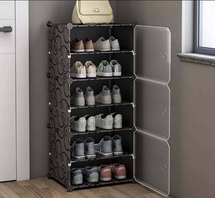 KROOH Shoe Stand DIY Plastic Shoe Portable Storage Organizer 6 Cube Stand Home/Office Metal, Plastic Collapsible Shoe Stand