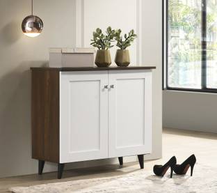 डेकअप Lexis 2-Door Walnut & White इंजीनियर्ड वुड जूते का रैक