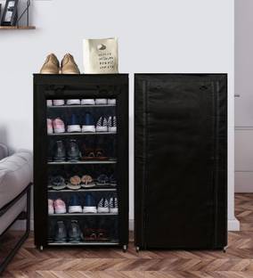 KOnline 6 Layer Durable Metal Shoe Rack with Dustproof Cover & Space Saving Design Metal Collapsible Shoe Stand