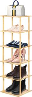 STARWORK SHOE RACK ADJUSTABLE FOR SMALL SPACE, ORGANIZER FOR CLOSET ENTRYWAY Solid Wood Shoe Stand