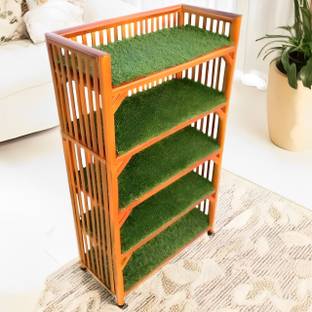 UnrealMonk UnrealMonk Bamboo Rack 5 Tier For Books Shoes Slippers Office Files Shelf Stand Bamboo Shoe Rack