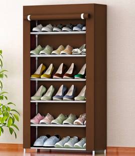 FLIPZON 6-Tiers Shoe Rack/Multipurpose Storage Rack with Dustproof Cover Metal Collapsible Shoe Stand