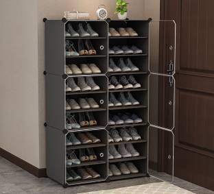 Sasimo 18-Shelf-6-Door Plastic Cubort Shoe Rack Plastic Collapsible Shoe Stand