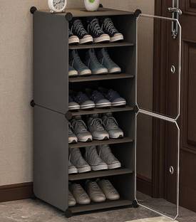 Semizoxis 6-Shelf-2-Door Shoe Rack With Door, Plastic Shoe Rack For Home , Shoe Stand Metal, Plastic Collapsible Shoe Stand