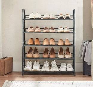 SNKR ESSENTIALS 5-Tier Heavy Duty Iron Shoe Rack Plastic, Metal Collapsible Shoe Stand