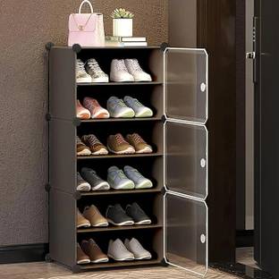 PYXBE 6-Shelf-3-Door Plastic Shoe Rack For Home Kids Shoe Stand Organizer Collapsible Plastic Shoe Rack