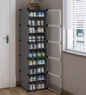 Evrum 10-Shelf-5-Door Plastic Cubort Shoe Rack Plastic Collapsible Shoe Stand