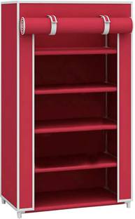 girja 5-Tiers Multipurpose PVC Pipes Shoe Rack with Wardrobe Cover Plastic Shoe Stand