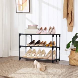 RAXON WORLD 3 layer PVC pipe Book/Shoe/Cloth Foldable Rack With Cover For Anywhere Use Metal Shoe Stand