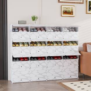Sasimo 7-Shelf-28-Door Plastic Cubort Shoe Rack Plastic Collapsible Shoe Stand