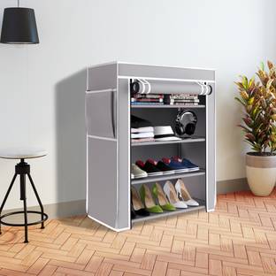 Flipkart Perfect Homes plastic pipes & 4 shelf covered Plastic Collapsible Shoe Stand