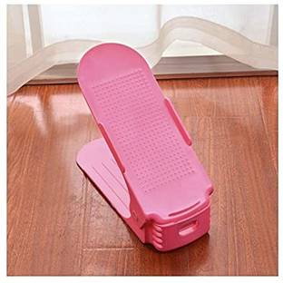 Upkaranwale Adjustable Shoe Slots Organizer Space Saver Double Deck Shoe Rack Adjustable Shoe Slots for Closet Organization (Set of 1) Plastic Shoe Stand