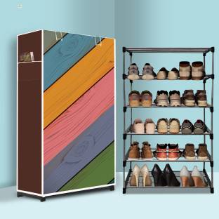 MEZIRE 5 Tier Foldable Shoe Rack – Space Saver, Universal for Entry, Bedroom & Balcony Metal, Plastic Shoe Stand