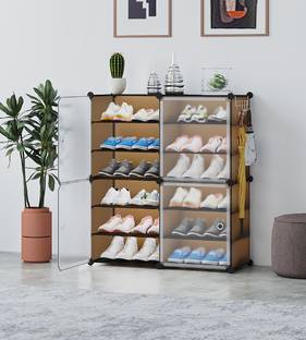 Owme 5 Door 10 Shelf Plastic Metal Plastic Collapsible Shoe Stand