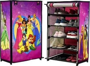 Philoshop New Collection of Printed Cartoon Shoe Rack With Velcro & Zipper Closure Metal, Plastic Collapsible Shoe Stand