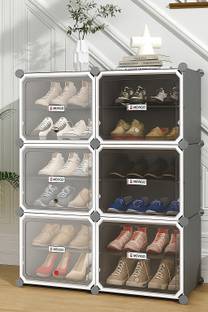 MEVIGO 12-Shelf-6-Door Plastic Cubort Shoe Rack Metal Shoe Rack