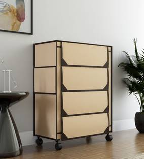 FABURA Premium 4 Shelf With Wheels Plastic Shoe Stand