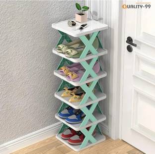 AQUA POLIMERS 6 LAYER FOLDABLE SHOE RACK Plastic Collapsible Shoe Stand