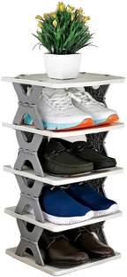 IMPHI Plastic Shoe Rack 5 Layer (Grey color) Plastic Collapsible Shoe Stand