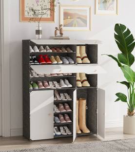 FORMONIX 11-Shelf-7-Door Plastic Cupboard Shoe Rack Plastic, Metal Collapsible Shoe Stand