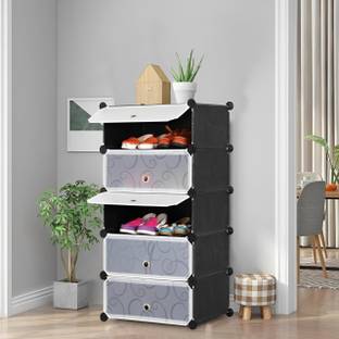 Flipkart Perfect Homes Studio ® Portable Shoe Rack Organizer, Plastic Cube Storage 10 Pair Tower 5 door Plastic Shoe Rack