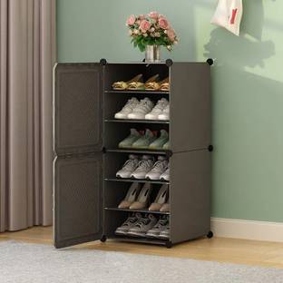 Semizoxis 6-Shelf-2-Door Shoe Rack With Door, Shoe Rack Plastic, Shoe Rack For Home Metal, Plastic Shoe Rack