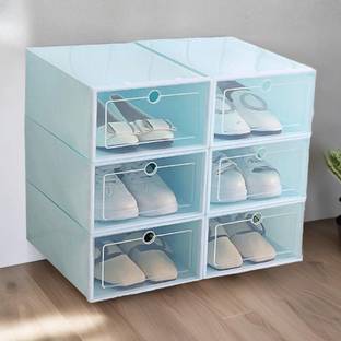 FosCadit Shoe Boxes Stackable,Upgraded Sturdy Shoe Storage Boxes Plastic Collapsible Shoe Stand