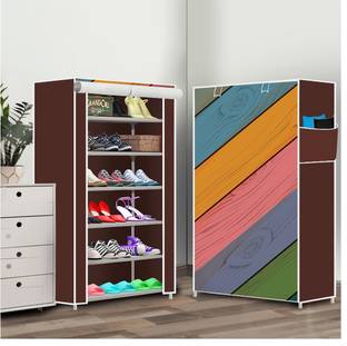 QURACK 6 Shelf Foldable Collapsible ShoeRack Plastic Collapsible Shoe Stand