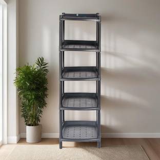 HOMESTIC by Kuber Industries Multipurposes 5-Tier Plastic Shoe Rack (Black) Plastic Shoe Stand