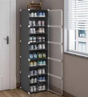 SNKR ESSENTIALS 10-Shelf-5-Door Plastic Cupboard Shoe Rack Plastic, Metal Collapsible Shoe Stand