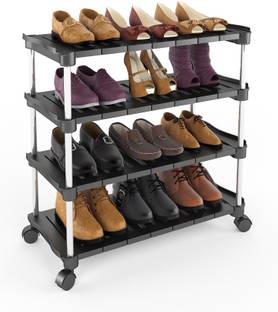 TNT The Next Trend Super Smart Stackable and Durable Shoe Rack (Black) (4 Shelves) Metal, Plastic Shoe Rack
